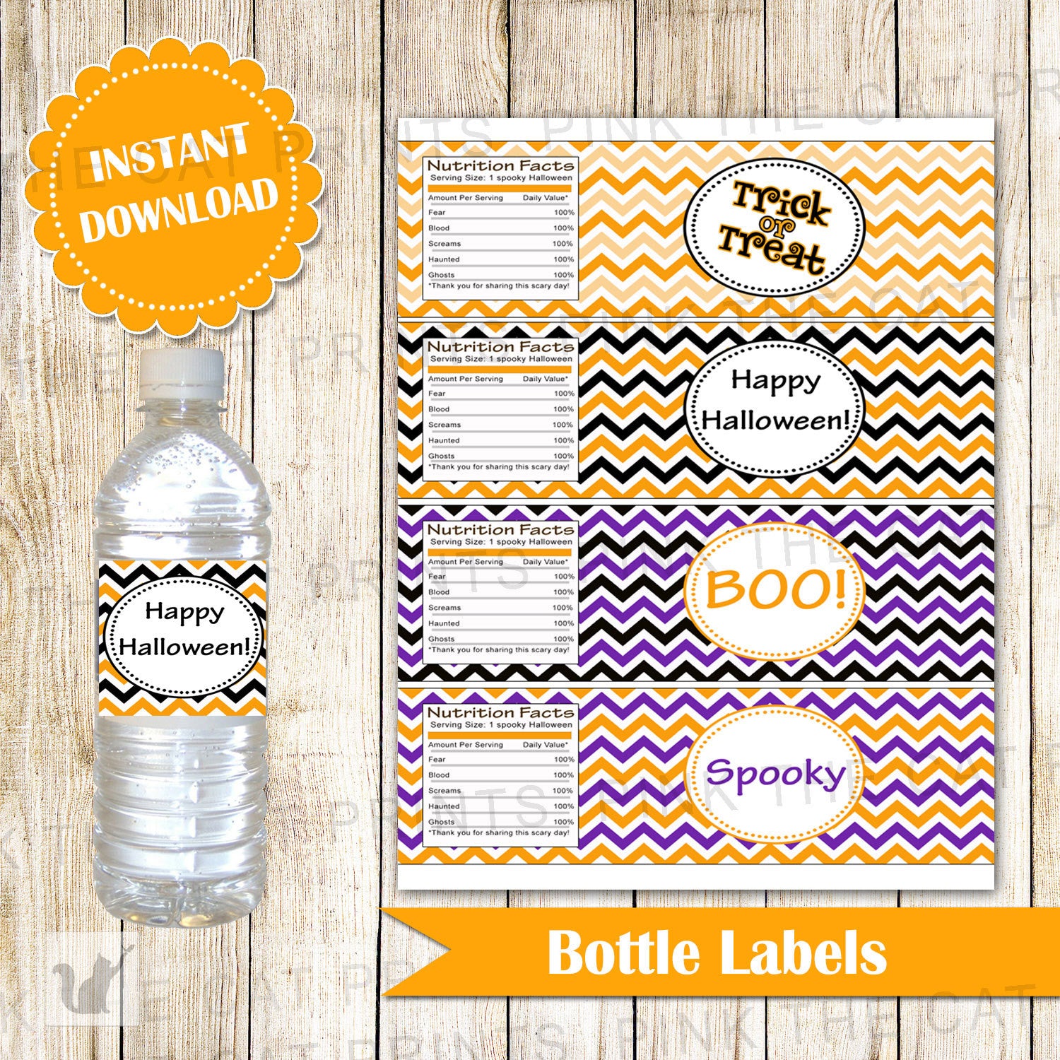 kids halloween party bottle labels