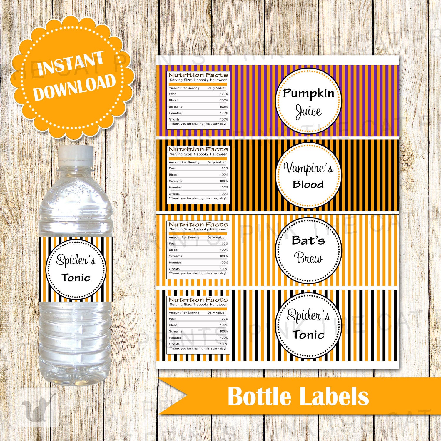 halloween bottle labels adult