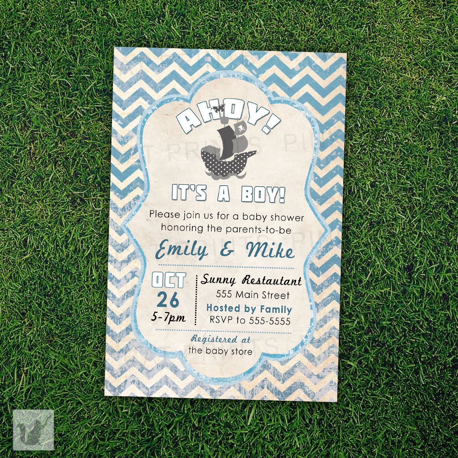 rustic nautical baby shower invitation