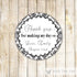 Black White Damask Favor Label Tag Sticker Birthday Bridal Shower