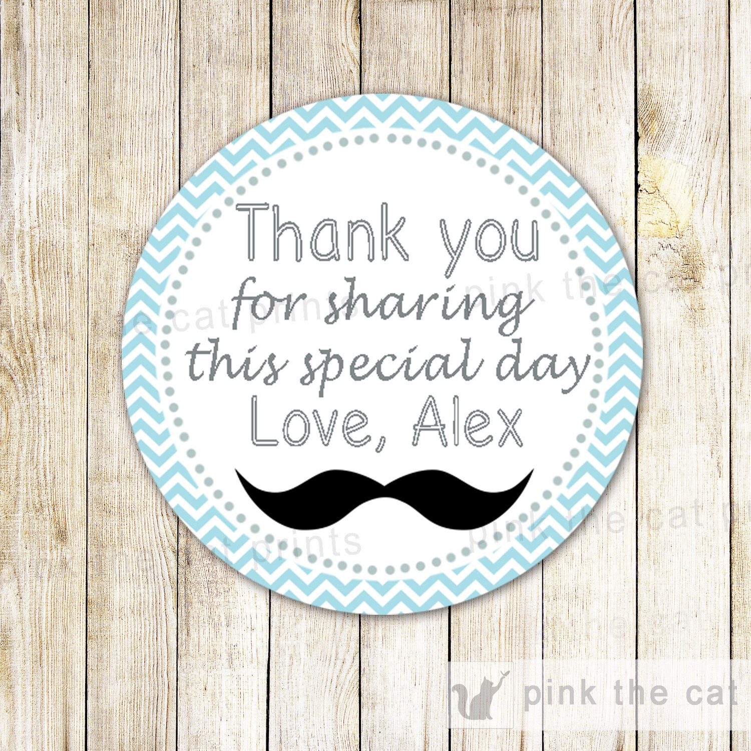 Mustache Favor Label Turquoise Grey Chevron Boy Girl Birthday Baby Shower