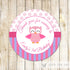 Owl Favor Label Purple Pink Purple Girl Birthday Baby Shower Sticker Tag