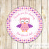 Owl Label - Purple Pink Gift Favor Tag Girl Birthday Baby Shower Printable INSTANT DOWNLOAD