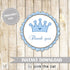 Prince Party Thank You Tag - Blue Brown Polka Dots Round Baby Shower Favors Birthday Party Favors Party Decorations INSTANT DOWNLOAD