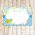 INSTANT DOWNLOAD Ocean Sea Turtle Birthday Party Thank You Card Note - Blue Green Polka Stripes Birthday Party Favor Baby Shower Blank