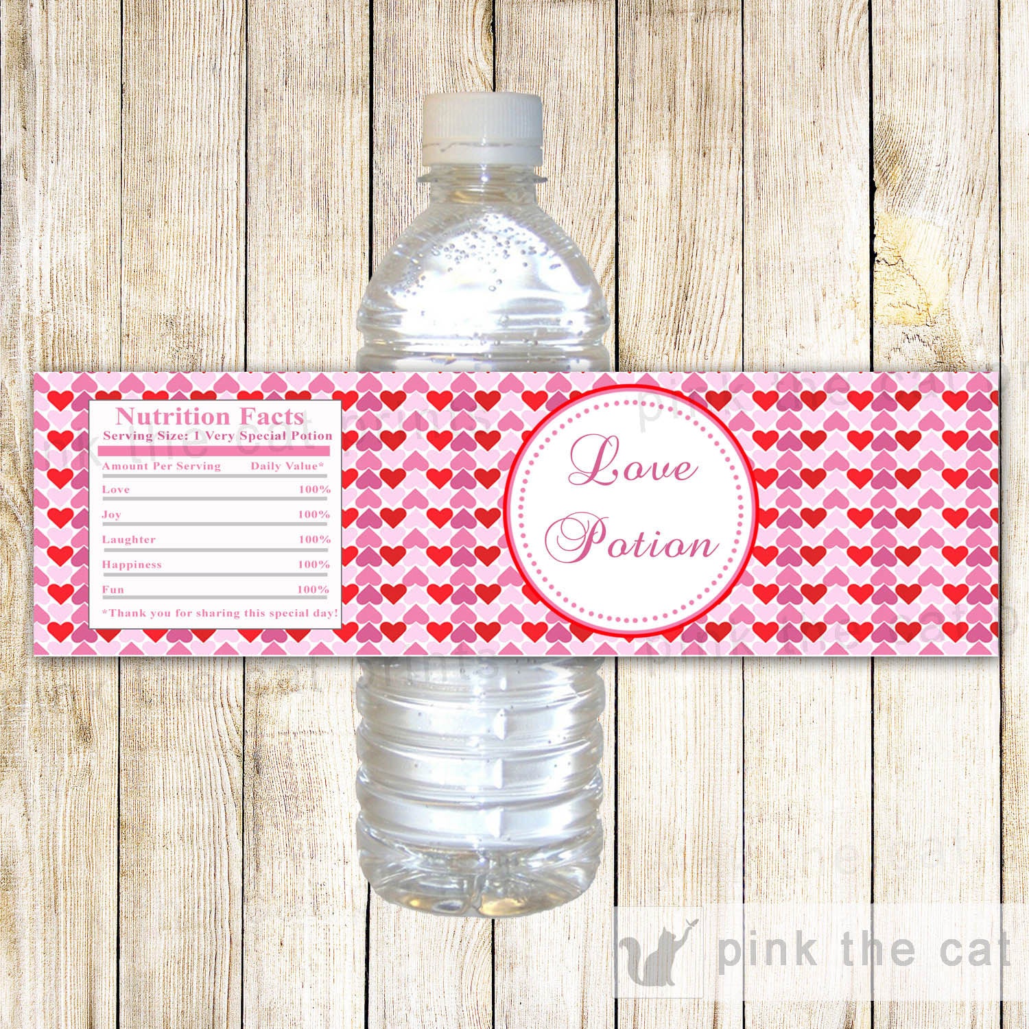 Valentines Hearts Water Bottle Labels Love Potion Printable