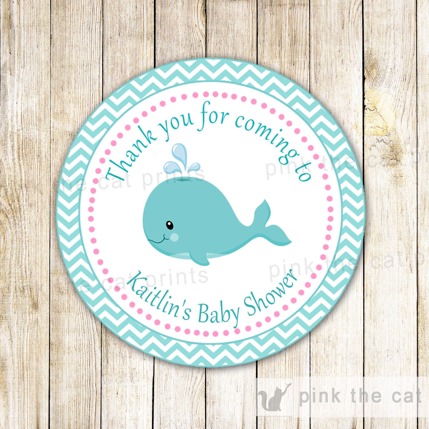 Whale Nautical Favor Label Gift Tag Sticker Baby Shower Birthday Turquoise