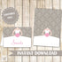 Buffet Food Label Wedding Bridal Shower Place Seating Name Card Grey Pink