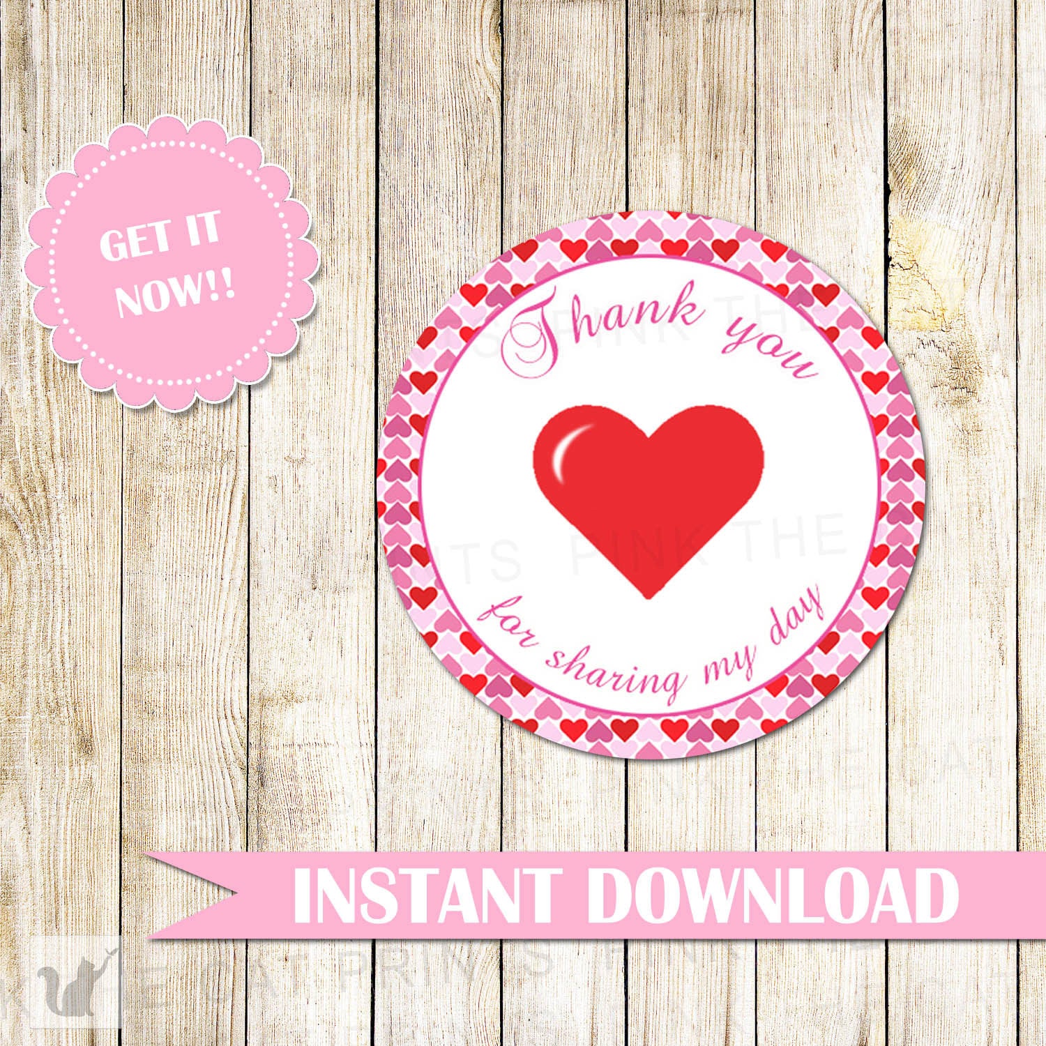 Valentines Favor Label or Gift Tag - Hearts Kids Birthday Baby Girl Shower Bridal Printable INSTANT DOWNLOAD