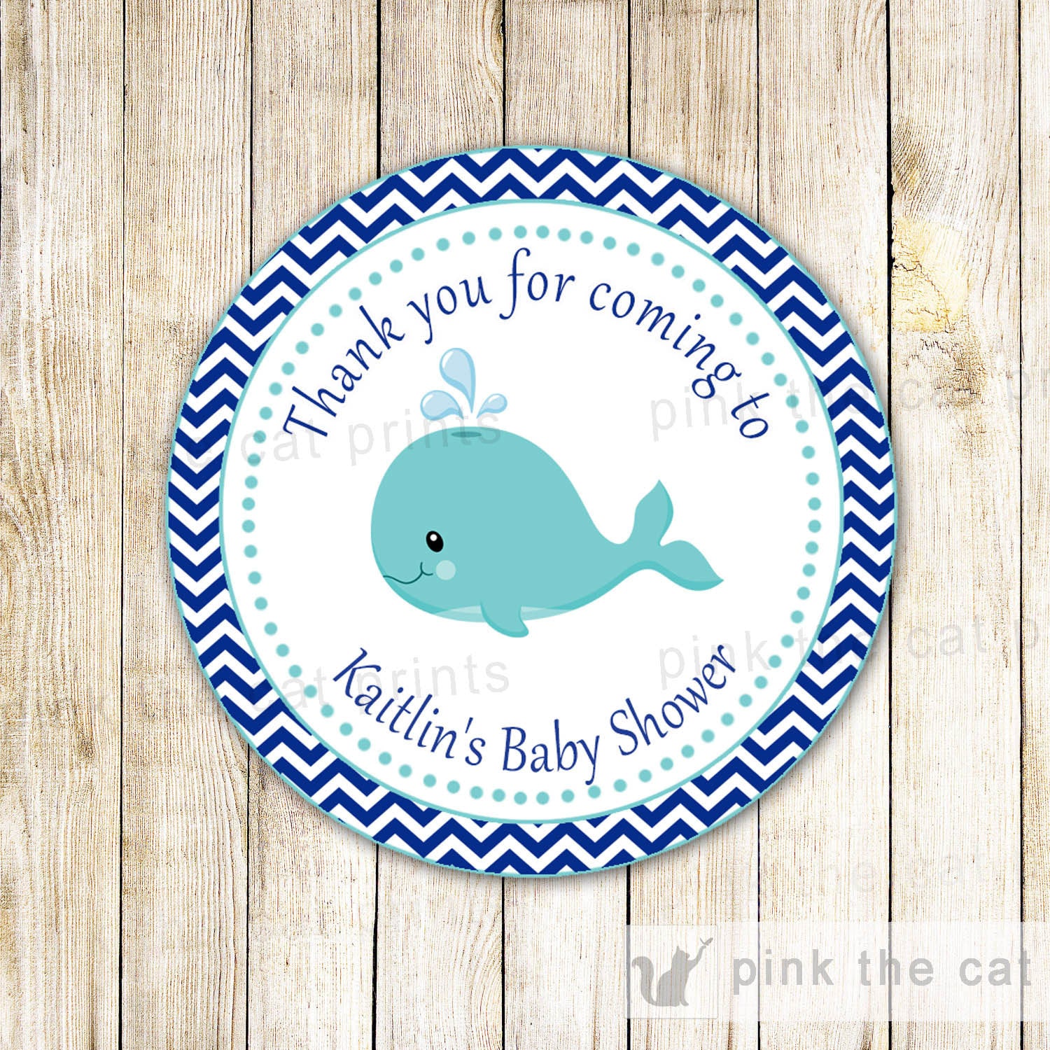 Whale Nautical Favor Label Gift Tag Sticker Boy Birthday Baby Shower