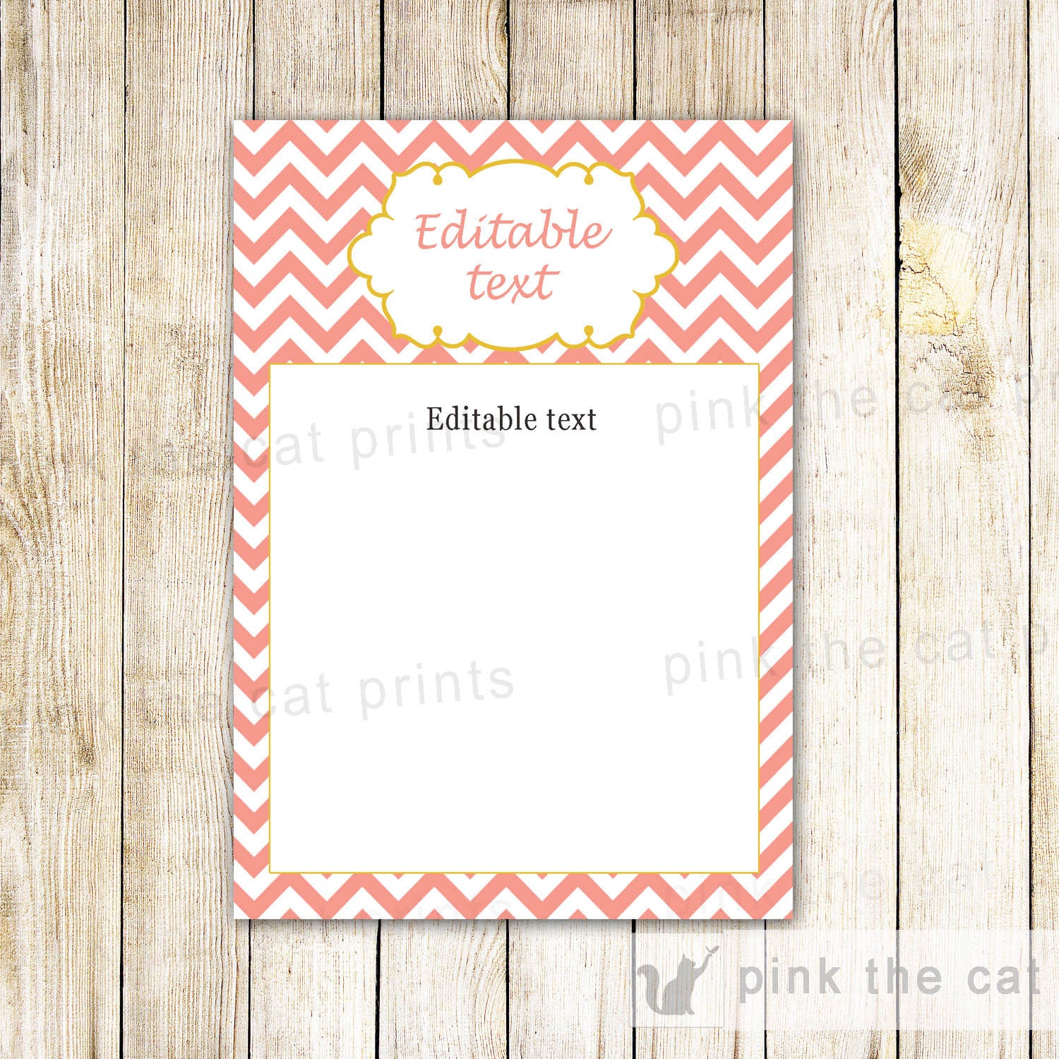 Coral Chevron Invitation Thank You Card Note Baby Shower Birthday Blank