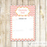 Coral Chevron Invitation Thank You Card Note Baby Shower Birthday Blank