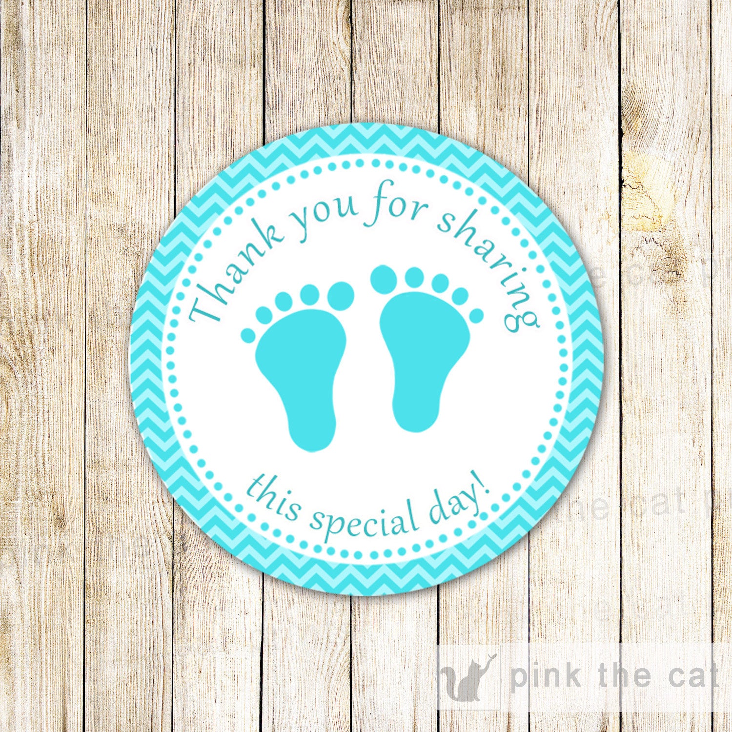 Chevron Turquoise Favor Label Sticker Gift Tag Baby Shower