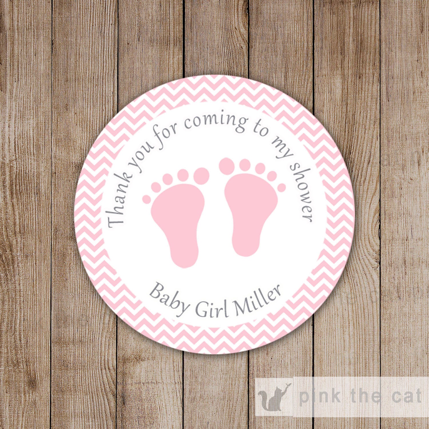 Chevron Pink Gift Favor Labels Sticker Tags Baby Girl Shower