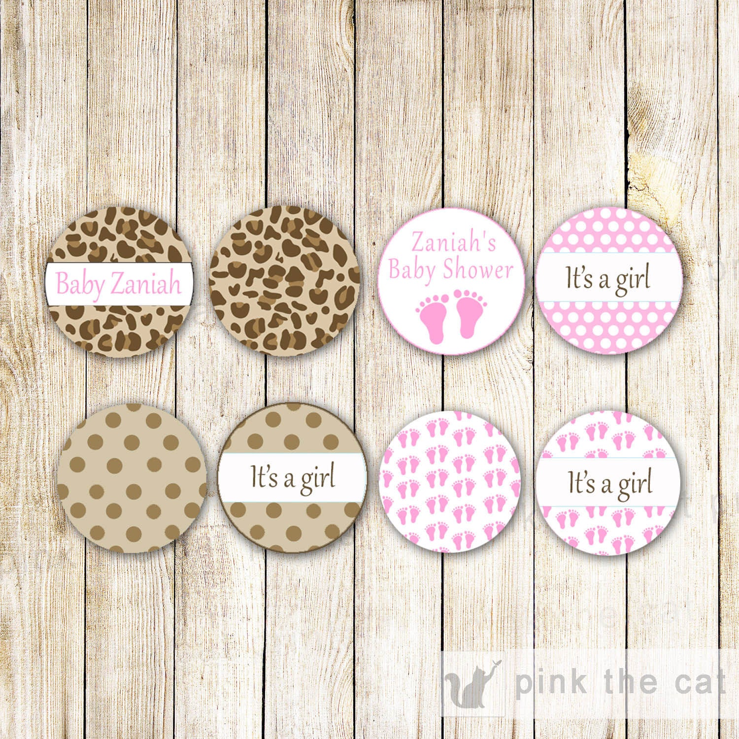 Leopard Baby Girl Shower Small Candy Label Sticker