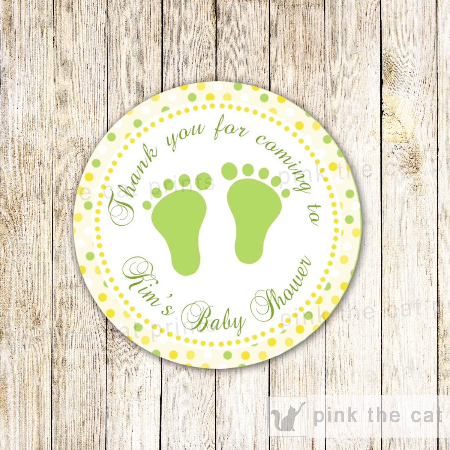 Yellow Green Favor Labels Gift Tag Sticker Unisex Baby Shower