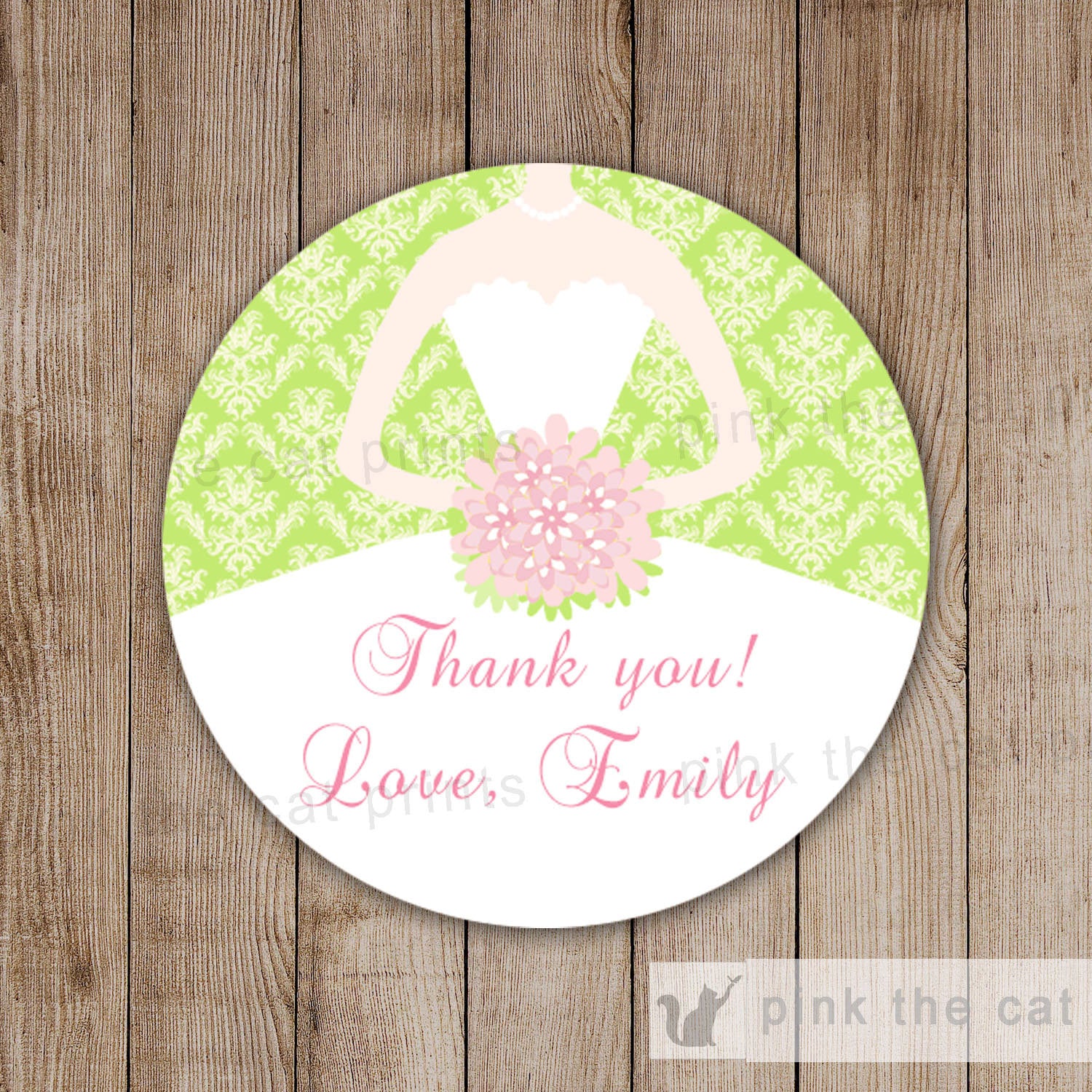 Lemon Pink Bridal Shower Wedding Thank You Tag Label Sticker Sweet 16