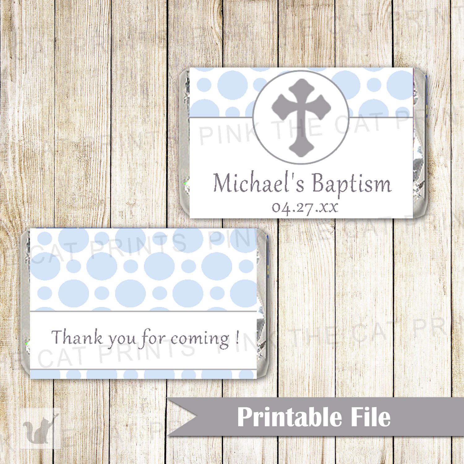 Candy Wrapper Label Boy Baptism Christening Communion