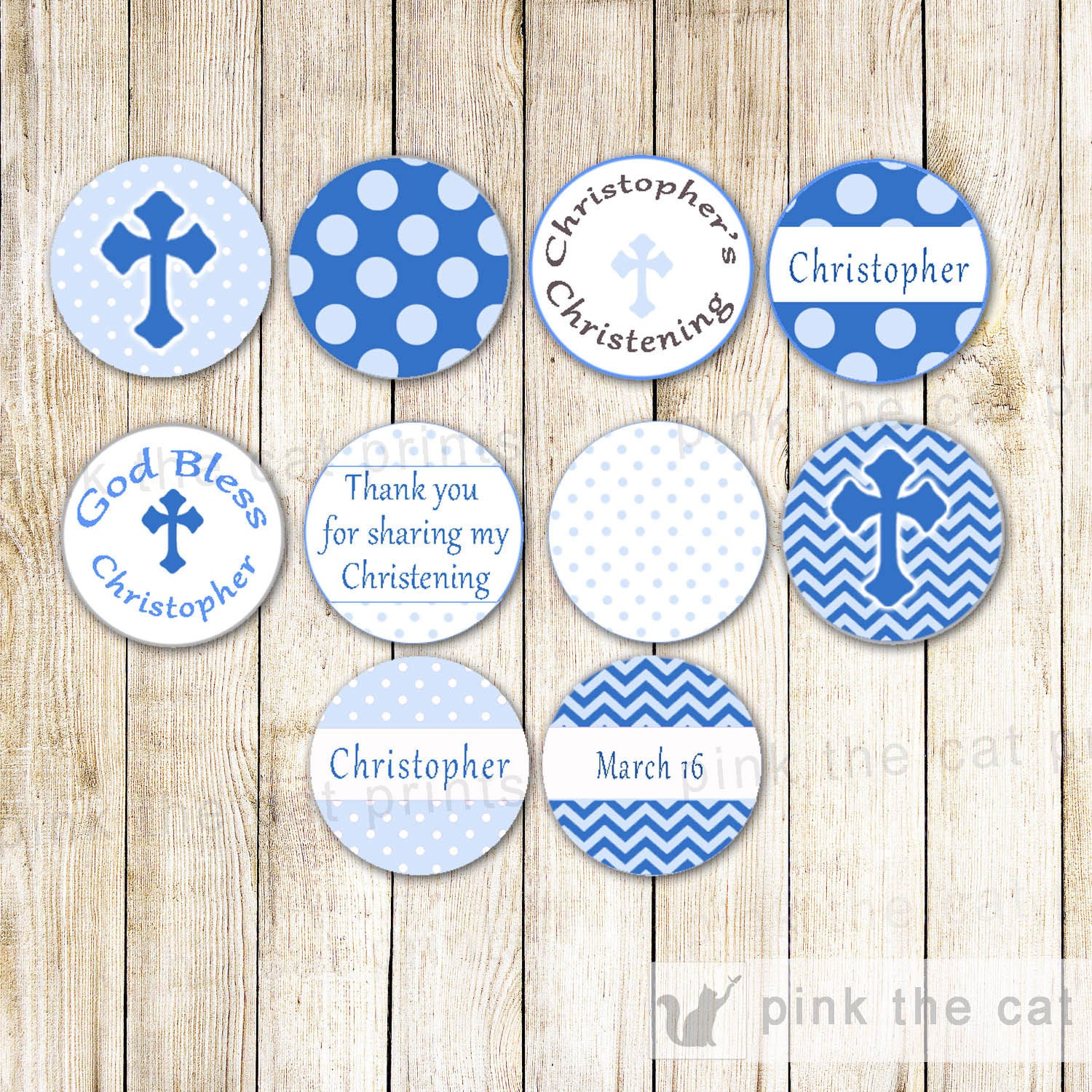 Blue Small Candy Label Sticker Confirmation Communion