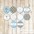 Small Candy Label Sticker Blue Brown Baptism Christening