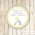 Elephant Gift Favor Label Baby Shower Sticker Yellow Grey Tag