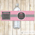 Princess Bottle Label Baby Shower Birthday Silver Glitter Pink