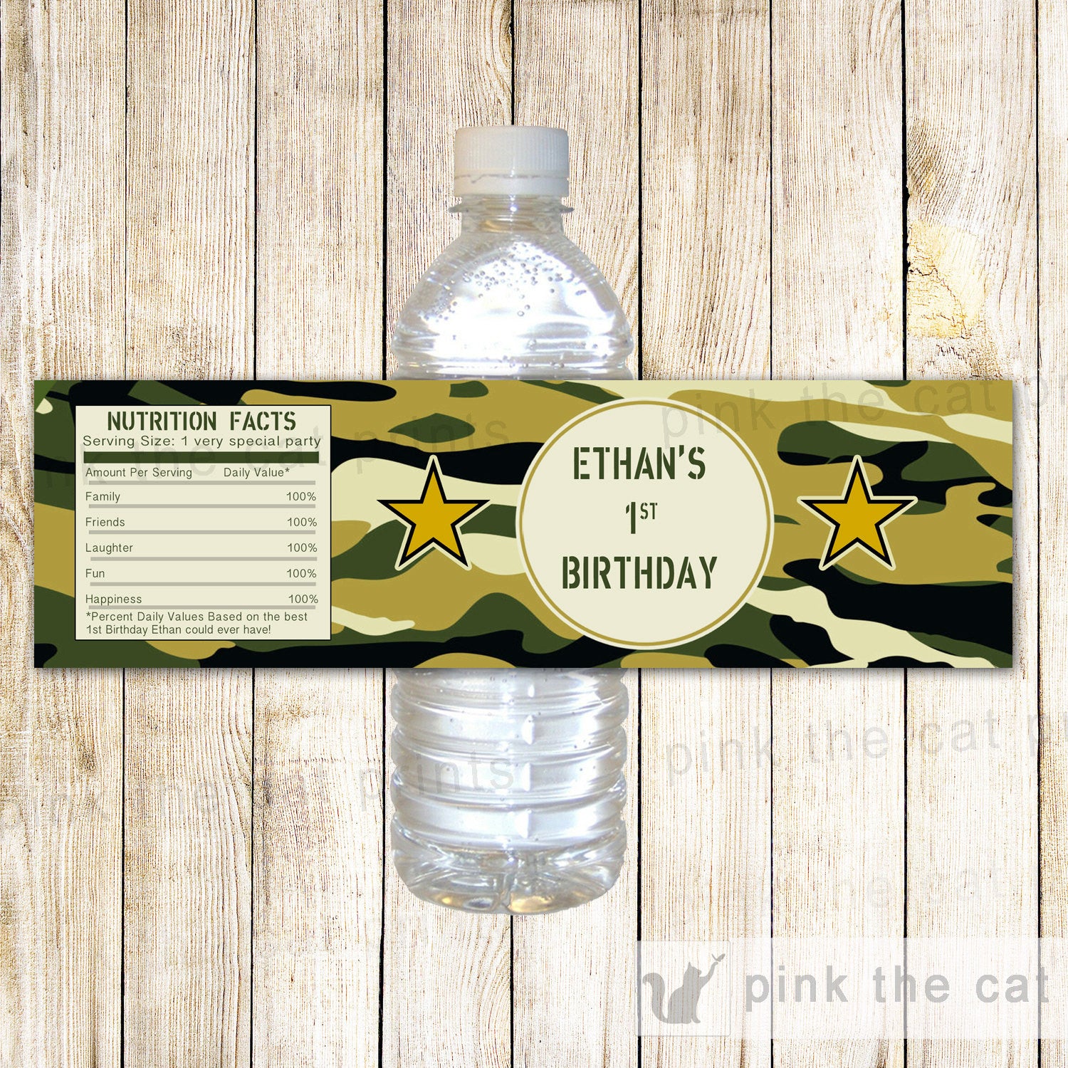 Army Bottle Label Birthday Boy Party