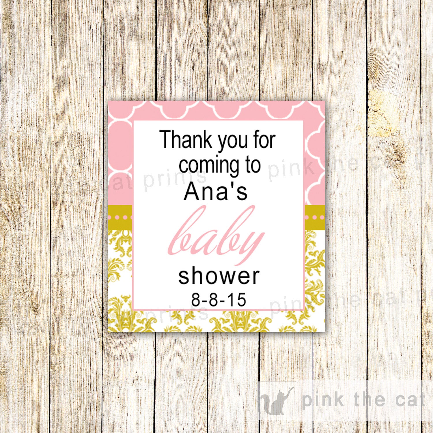 Hand Sanitizer Labels Baby Girl Shower Pink Gold