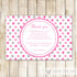 Pink Grey Polka Dots Thank You Note Card Girl Birthday Baby Shower