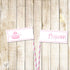 Princess Straw Flag Label Girl Birthday Pink Polka Dots, Princess Birthday Bash, Princess Baby Shower Printable File INSTANT DOWNLOAD