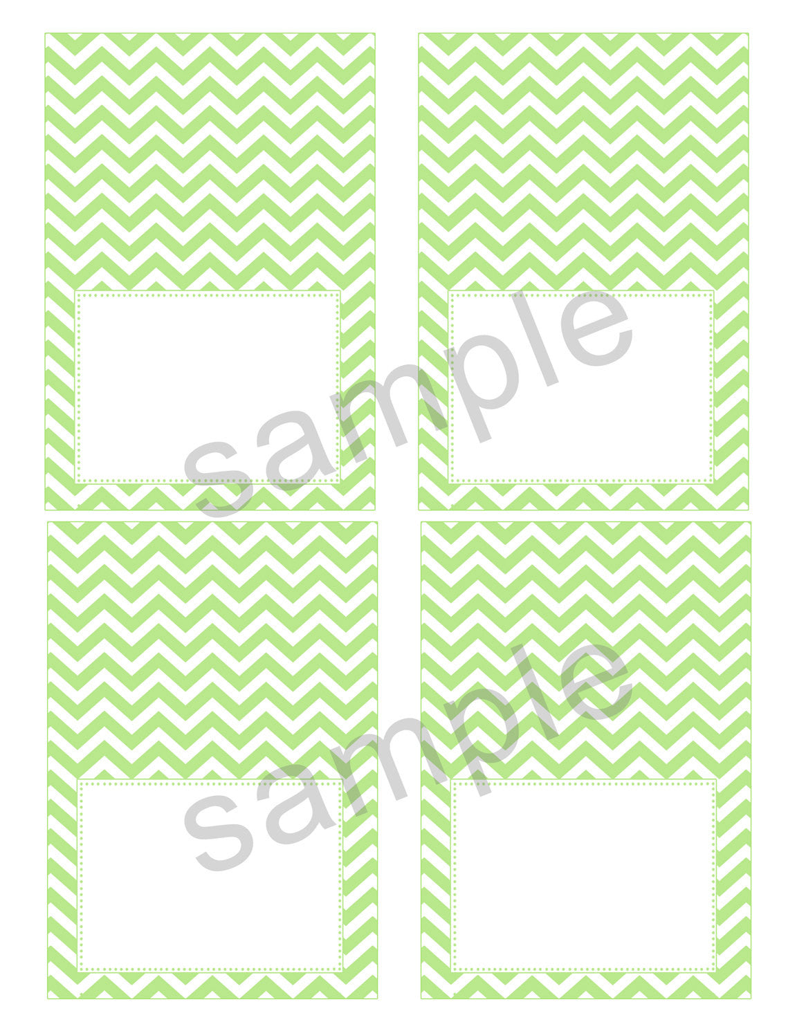 Buffet Food Label Place Seating Name Card Wedding Green Chevron