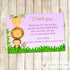 Jungle Thank You Card Note Baby Girl Shower Birthday Purple