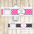 Hot Pink Black Bottle Label Baby Shower Birthday