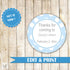 Blue White Polka Dots Favor Label Tag Sticker Birthday Baby Boy Shower