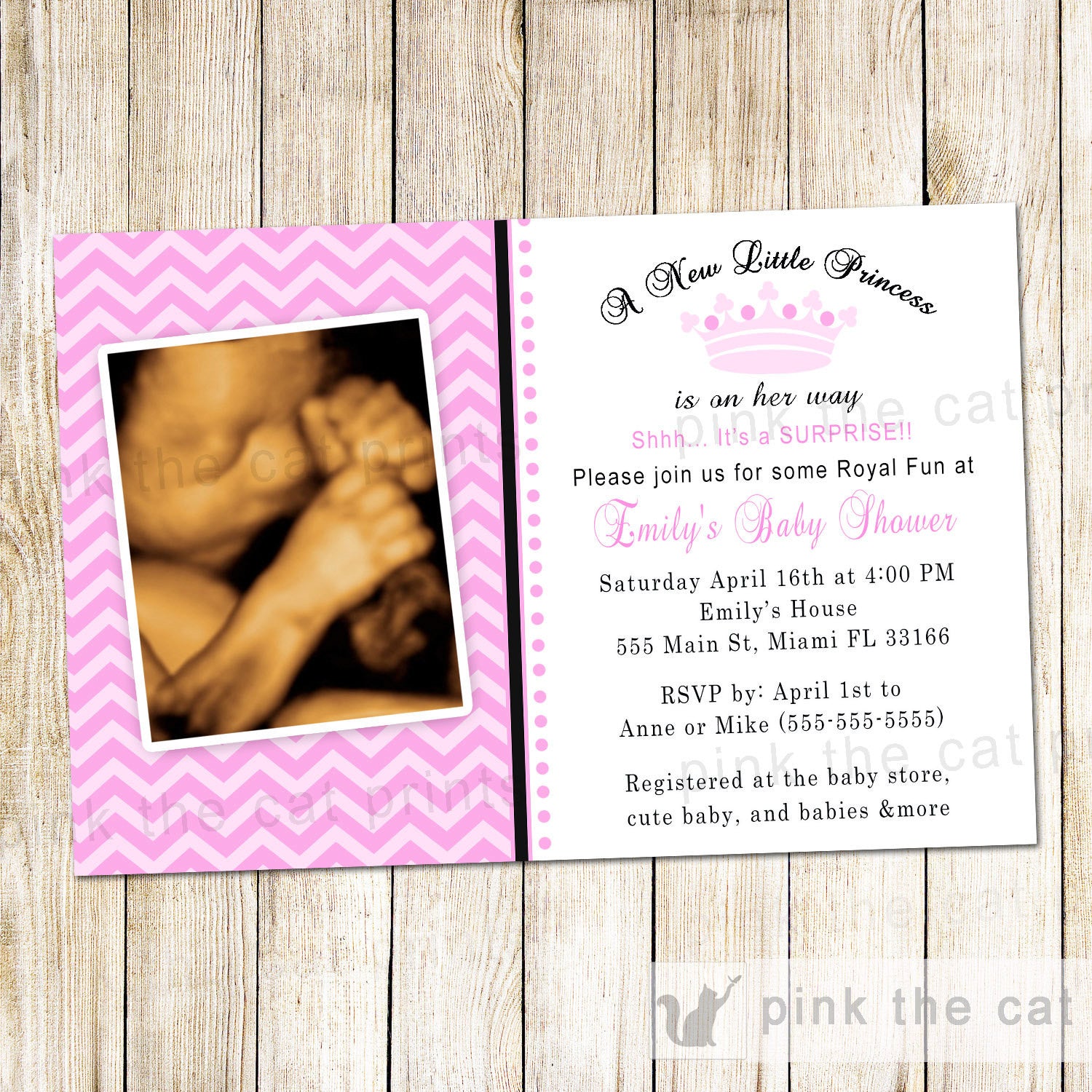 New Little Princess Baby Shower Invitation Girl Pink
