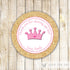 Gold Pink Glitter Princess Label Favor Tag Sticker Girl Birthday Baby Shower