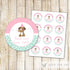 Puppy Gift Favor Labels or Thank You Tags - Kids Birthday Party Girl Party Items Mint Green Pink Editable File INSTANT DOWNLOAD