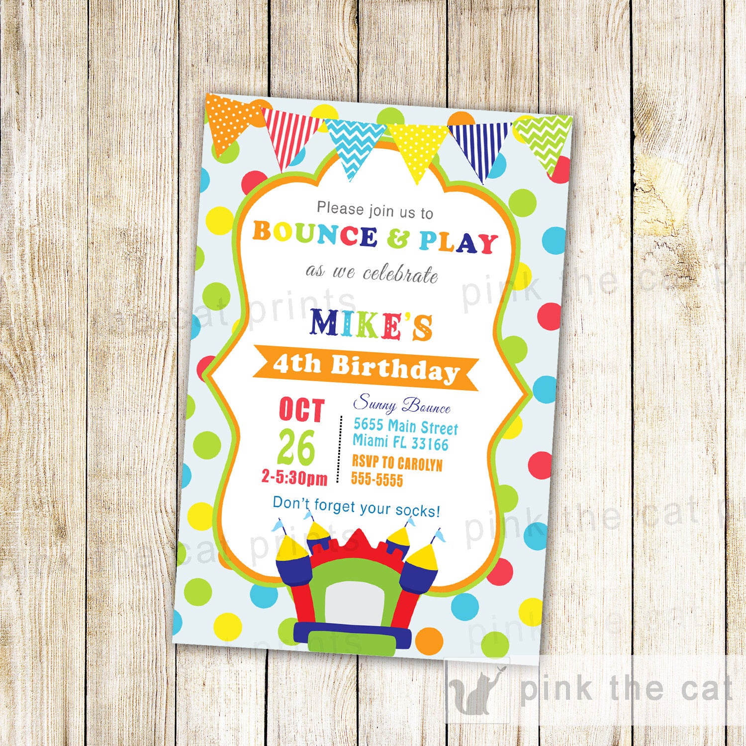 bounce birthday invitation