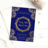 Royal blue and gold wedding invitations