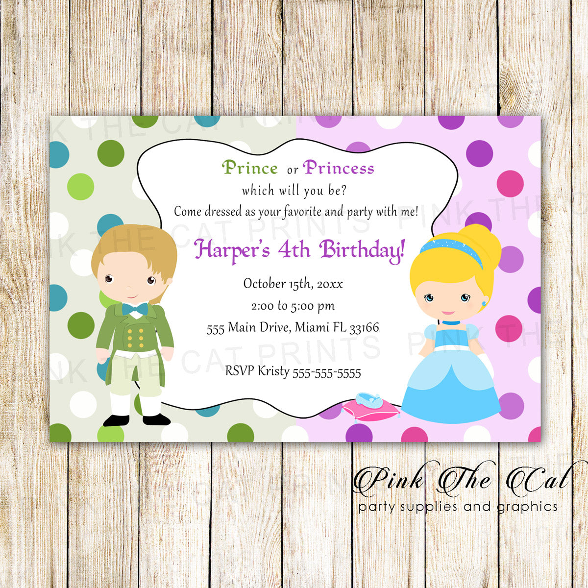 Prince Princess Invitation Kids Birthday Printable