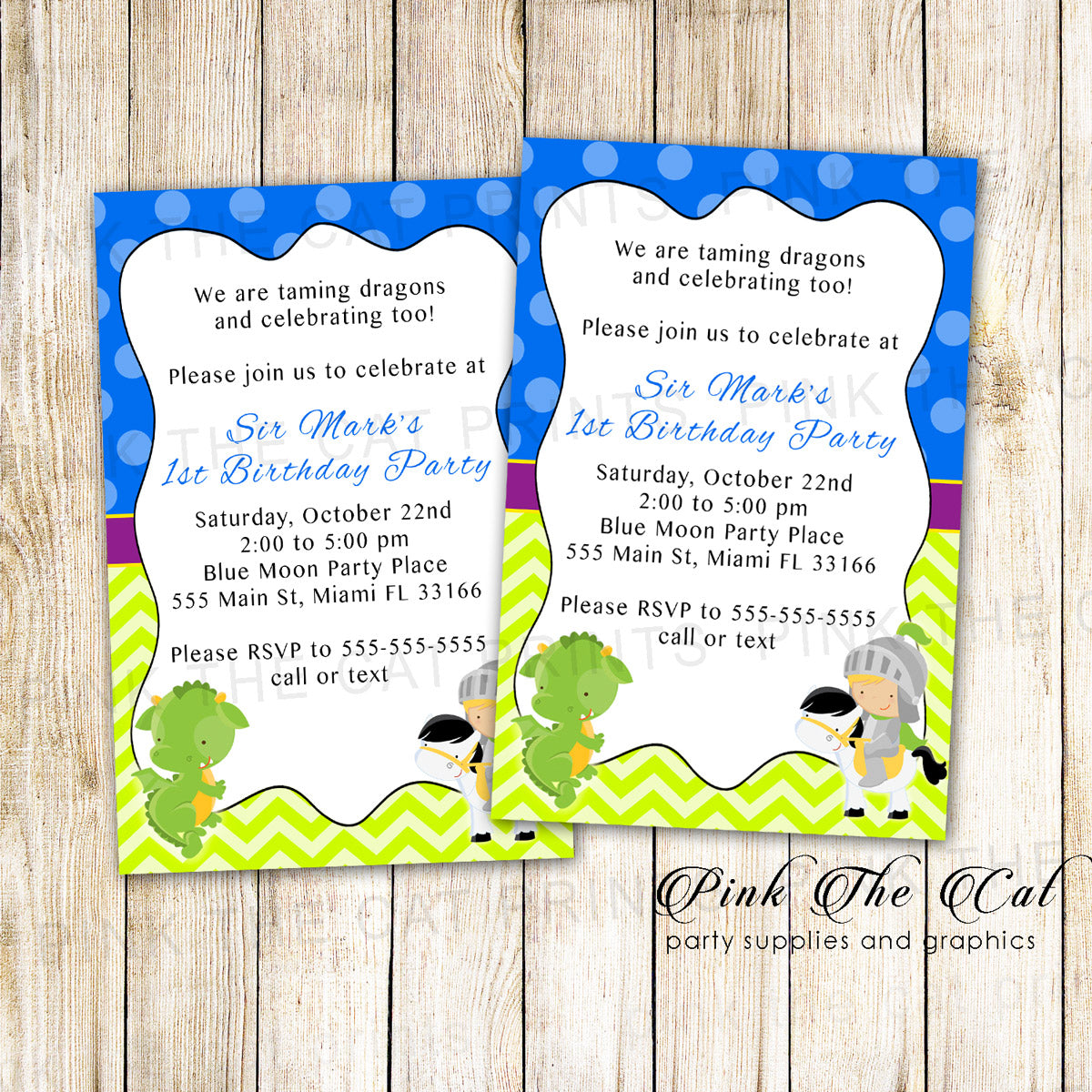 30 Cards Knight Dragon Invitation Birthday Baby Shower 