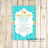 30 Invitations Prince Teal Gold Birthday Baby Shower