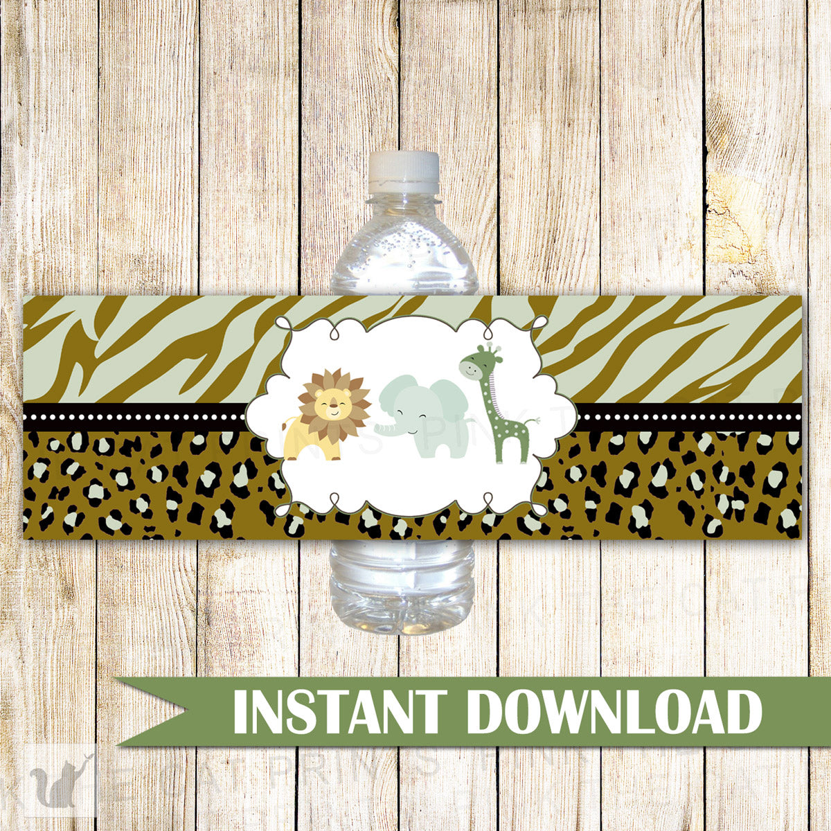 Jungle Bottle Label Wrapper Birthday Baby Shower