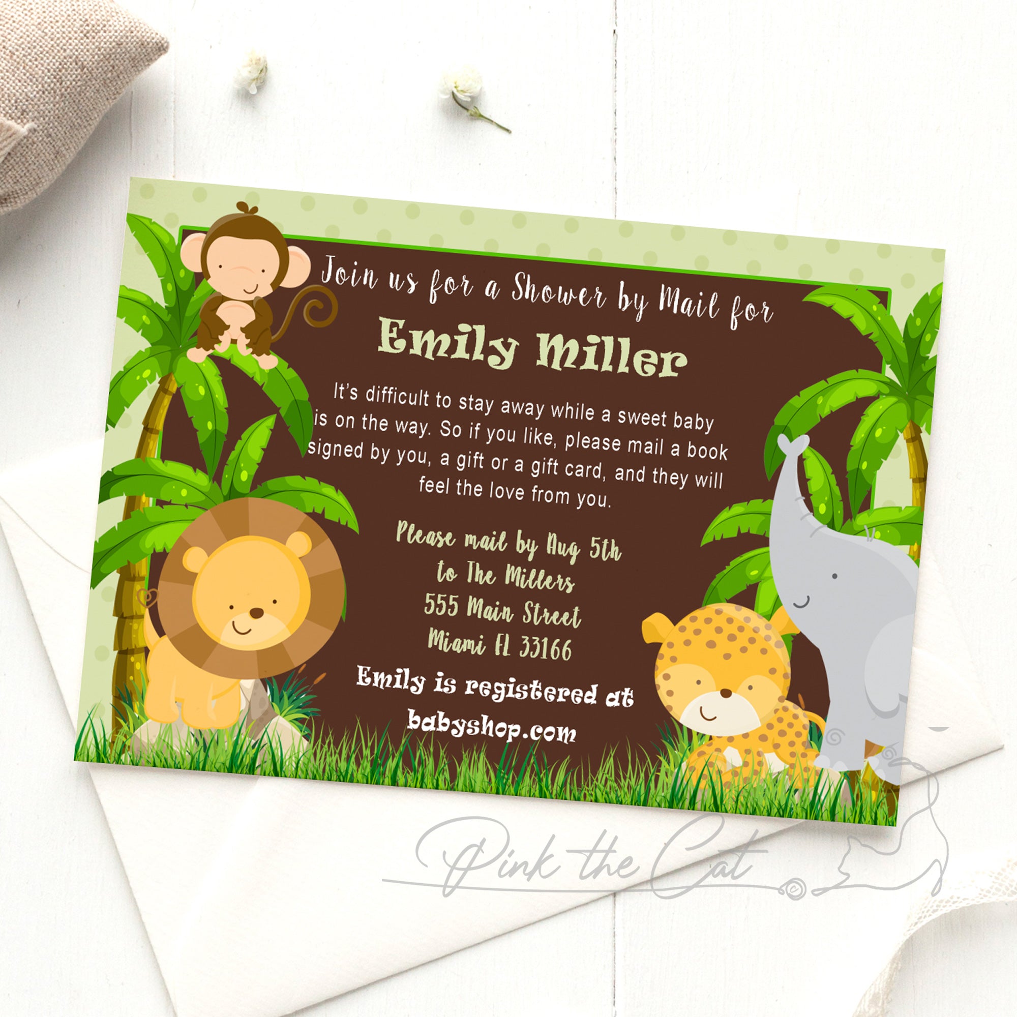 Jungle invitation shower by mail
