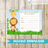 Jungle Invitation Fill In Blank Kids Boy Birthday Blue Animals