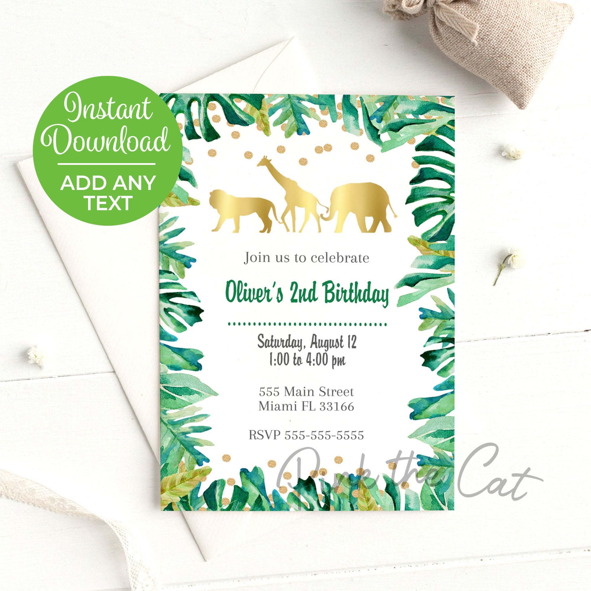 Jungle Invitation Birthday Baby Shower Printable