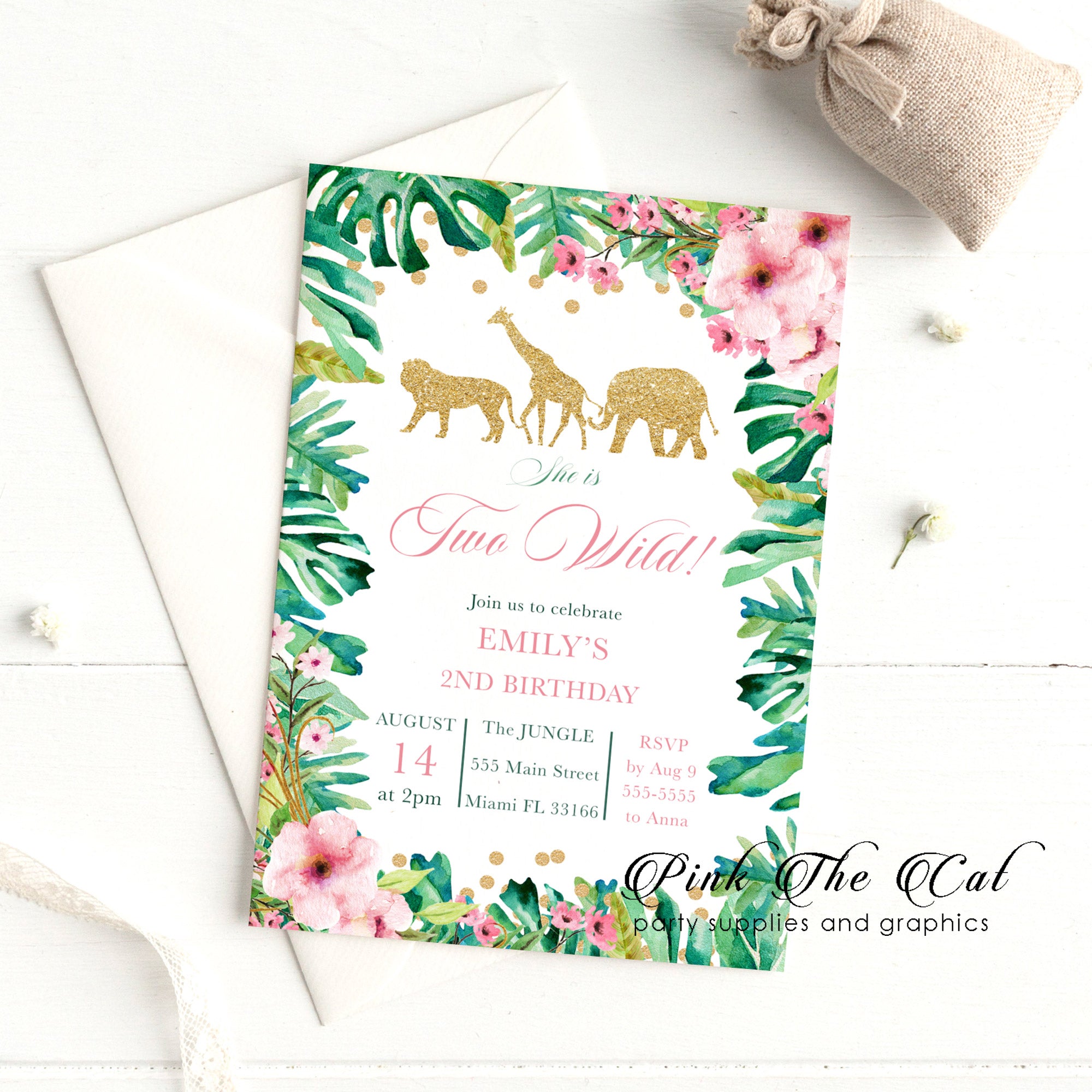 Jungle two wild birthday invitation printable