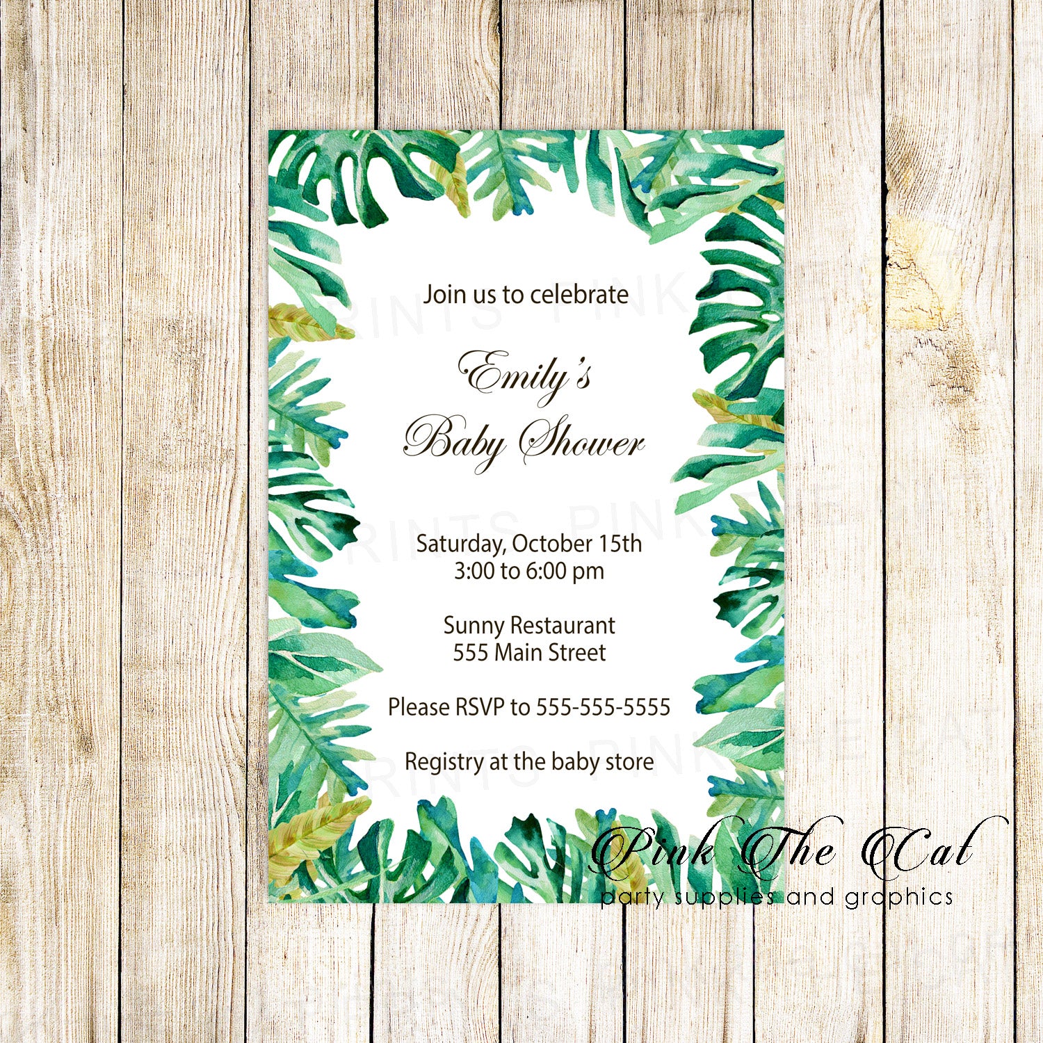 30 invitations botanical tropical baby shower personalized