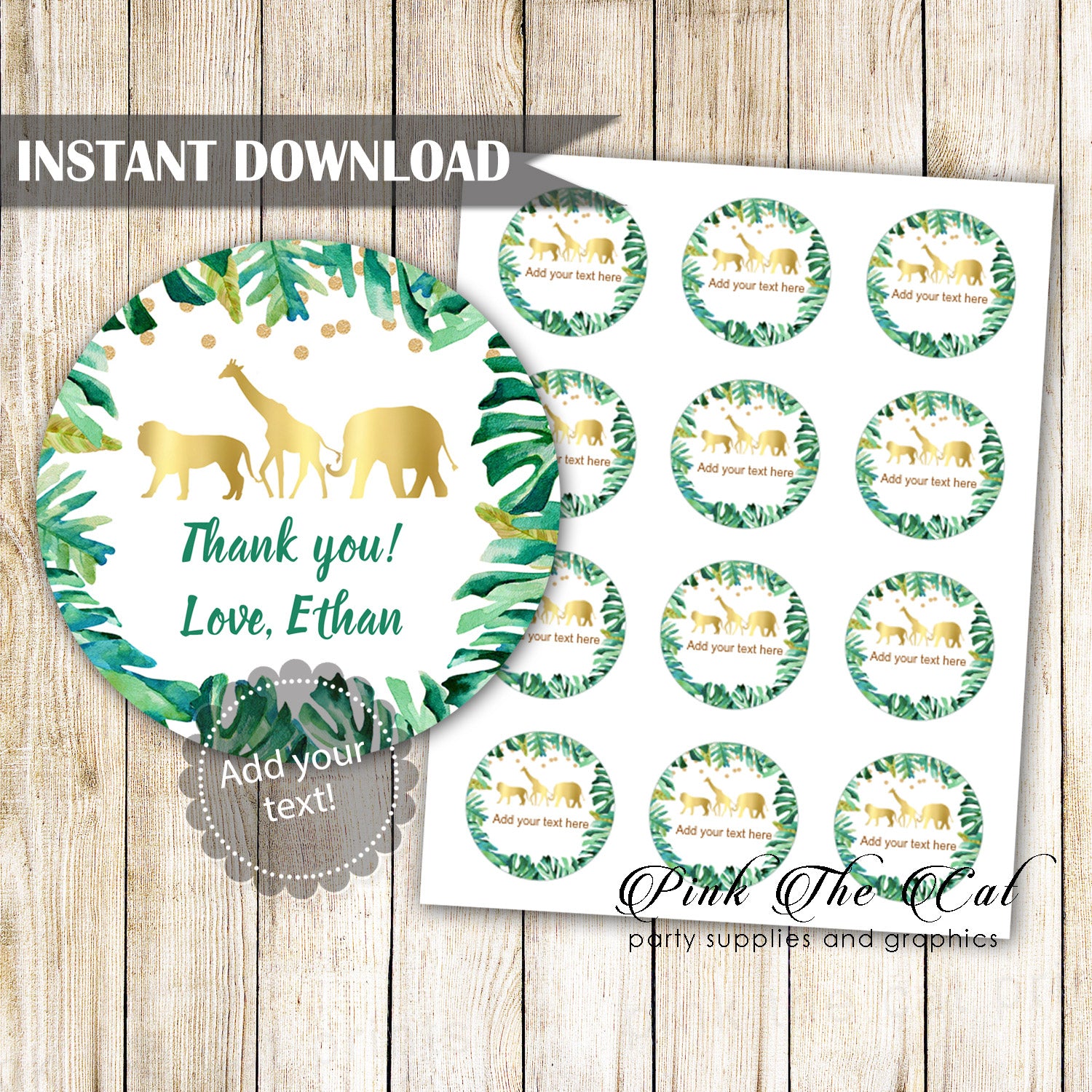 Safari Gift Favor Label Birthday Baby Shower Printable Download Now