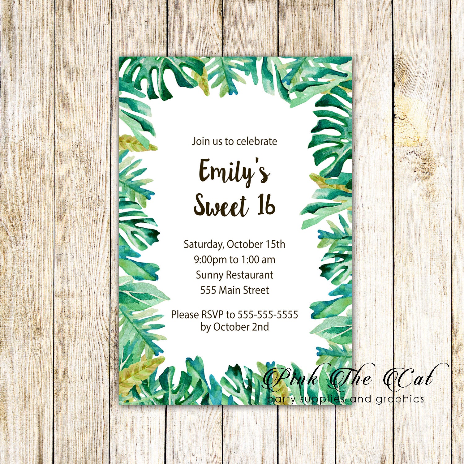 100 Botanical invitations sweet 16 quinceañera